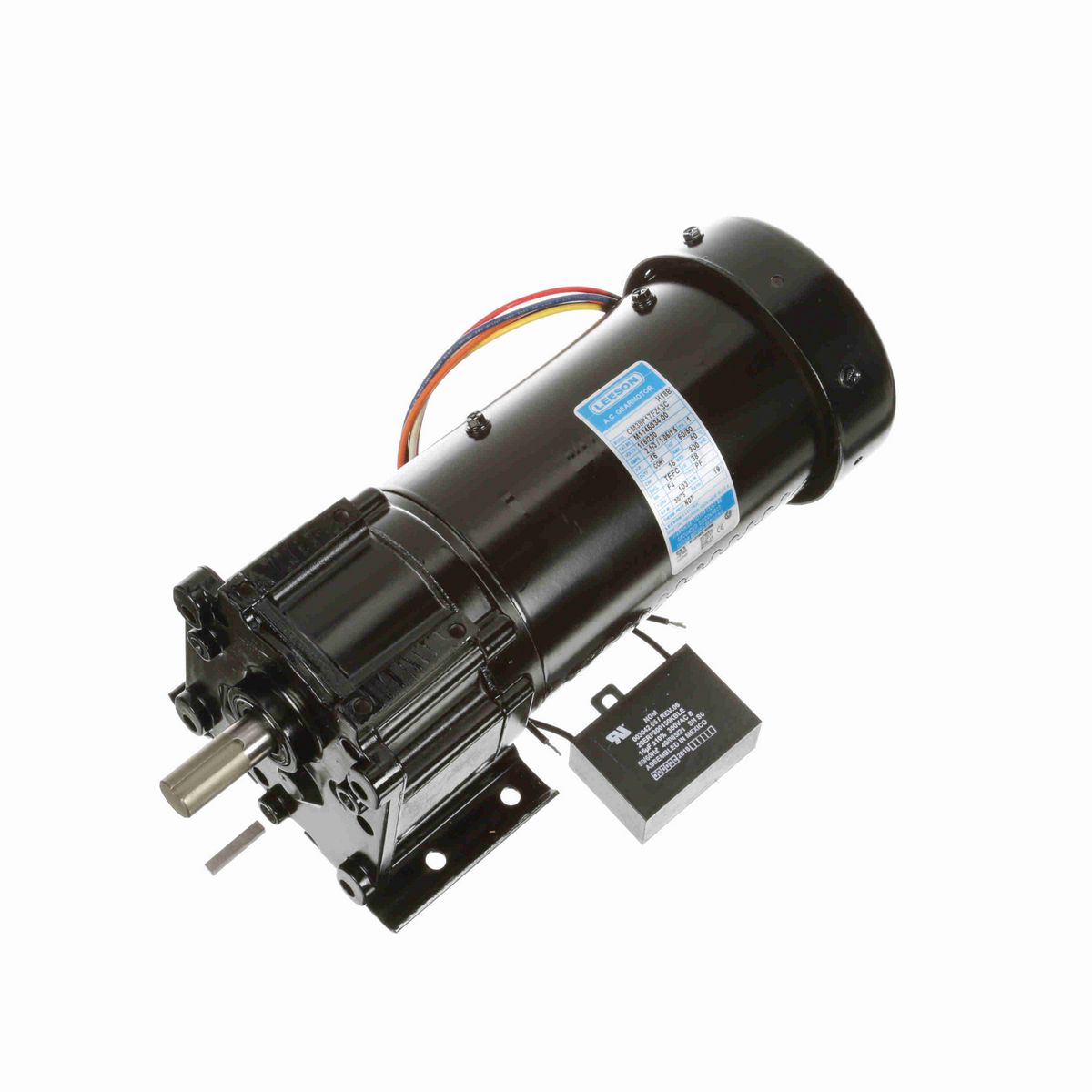 LEESON Parallel Shaft Gearmotor, 0.16 HP, 1 Ph, 60 Hz, 115 V, 90 RPM, 38 Frame, TEFC - M1145034.00
