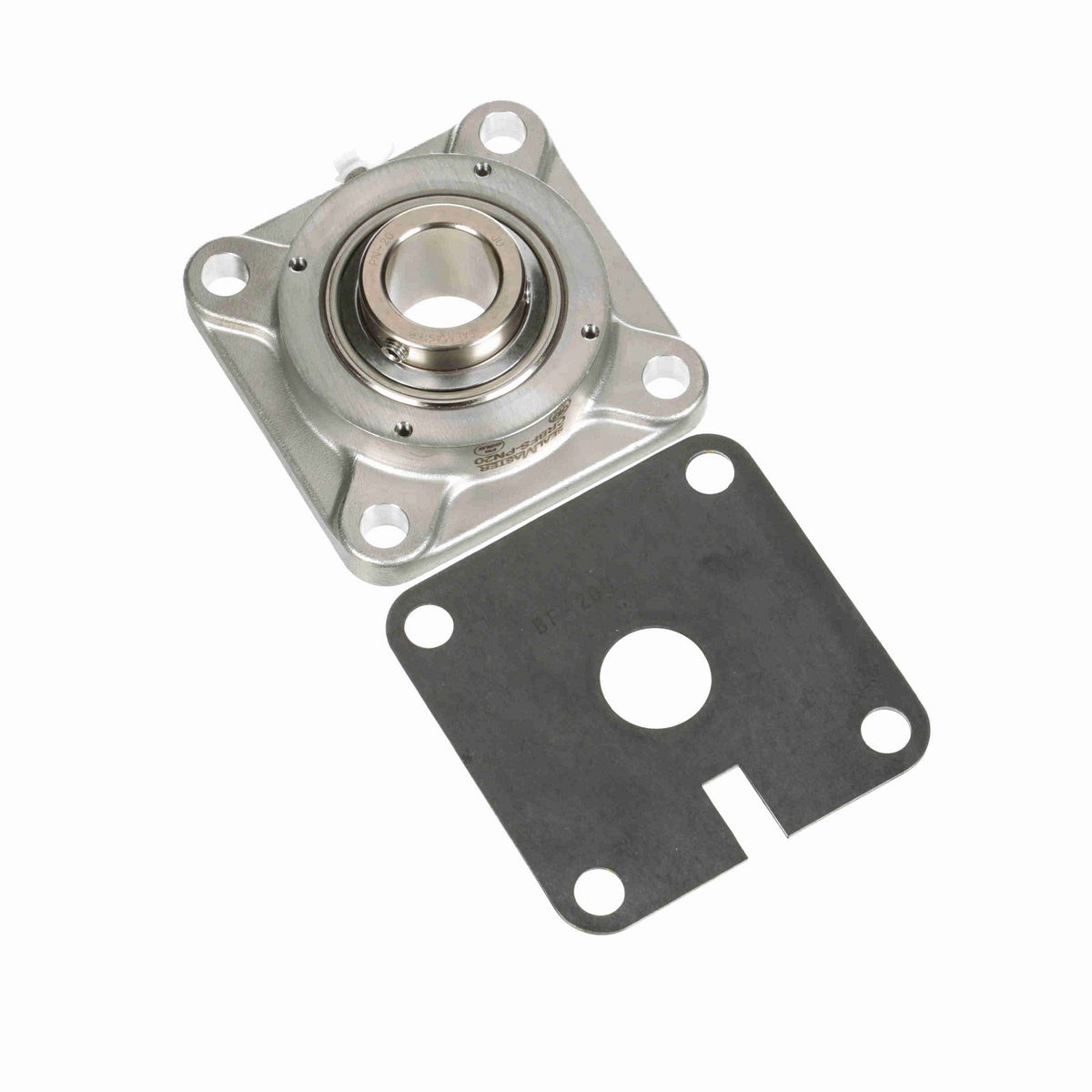 Sealmaster Mounted Stainless Steel Four Bolt Flange Ball Bearing - 52100 Bearing Steel, Phosphorus Nickel Coated - Setscrew Lock - Corrosion Resistant - CRBFS-PN20