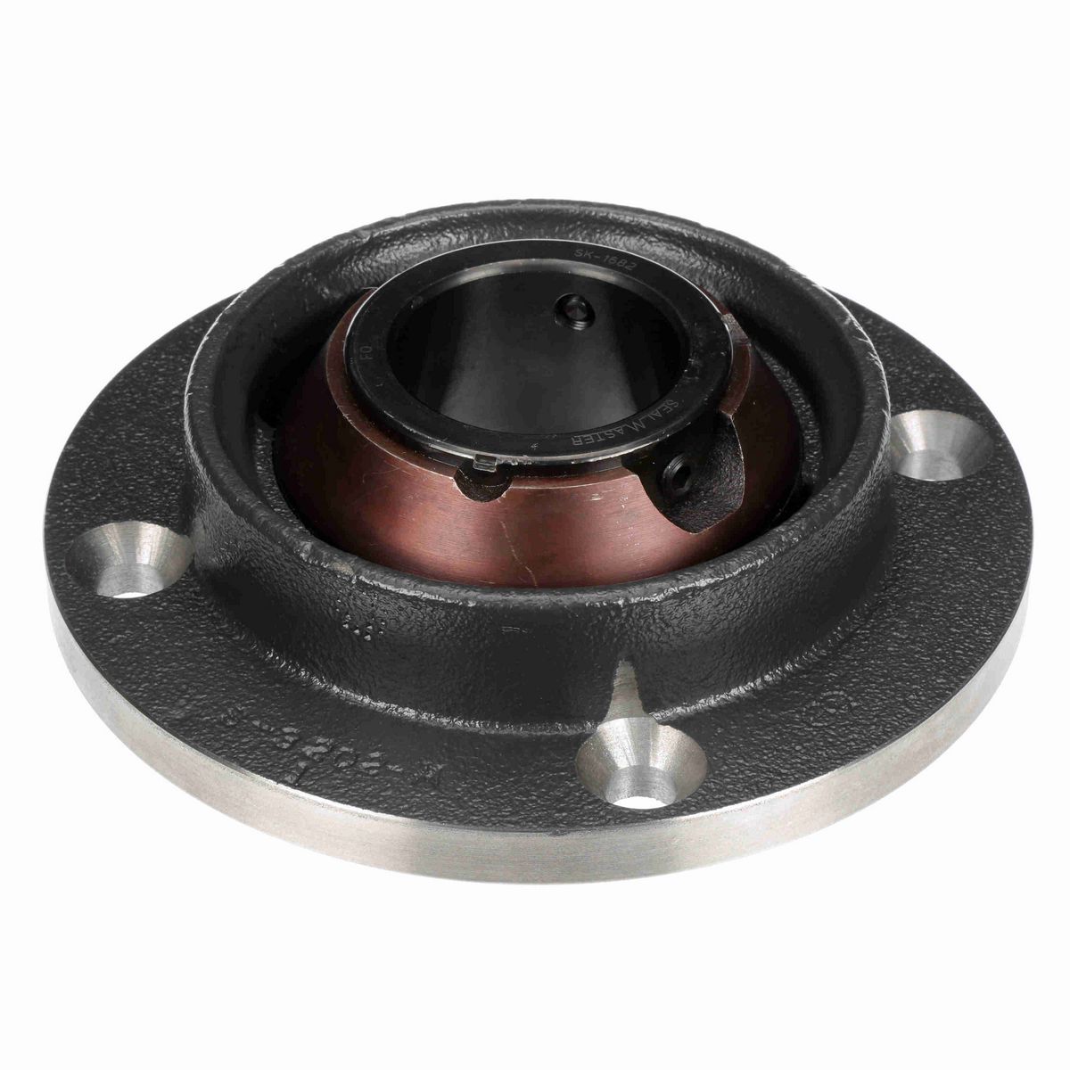 Sealmaster Mounted Cast Iron Flange Cartridge Ball Bearing - 52100 Bearing Steel, Black Oxided - Setscrew Lock - PVR-1128