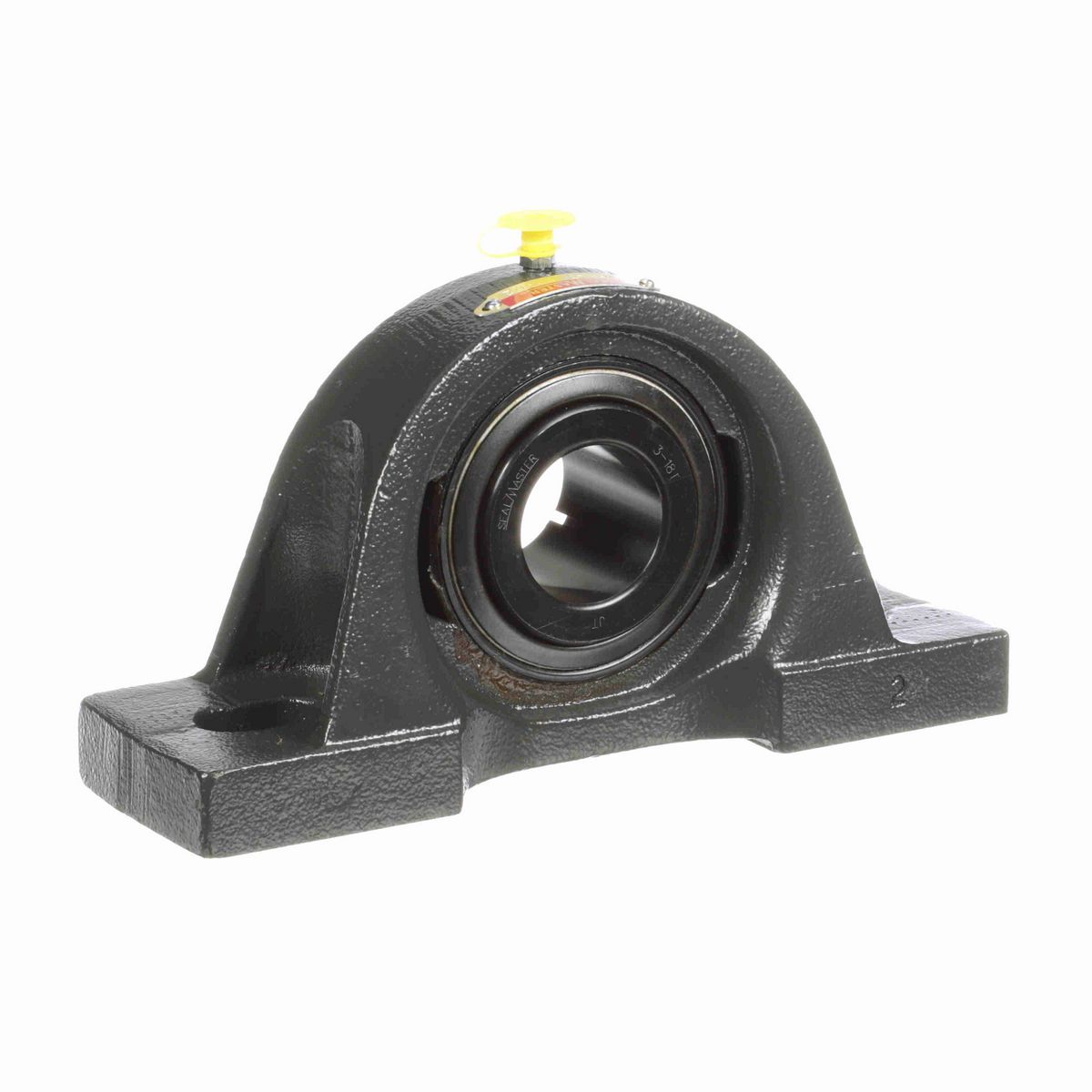 Sealmaster Mounted Cast Iron Two Bolt Pillow Block Ball Bearing - 52100 Bearing Steel, Black Oxided - Concentric Lock - MP-24T