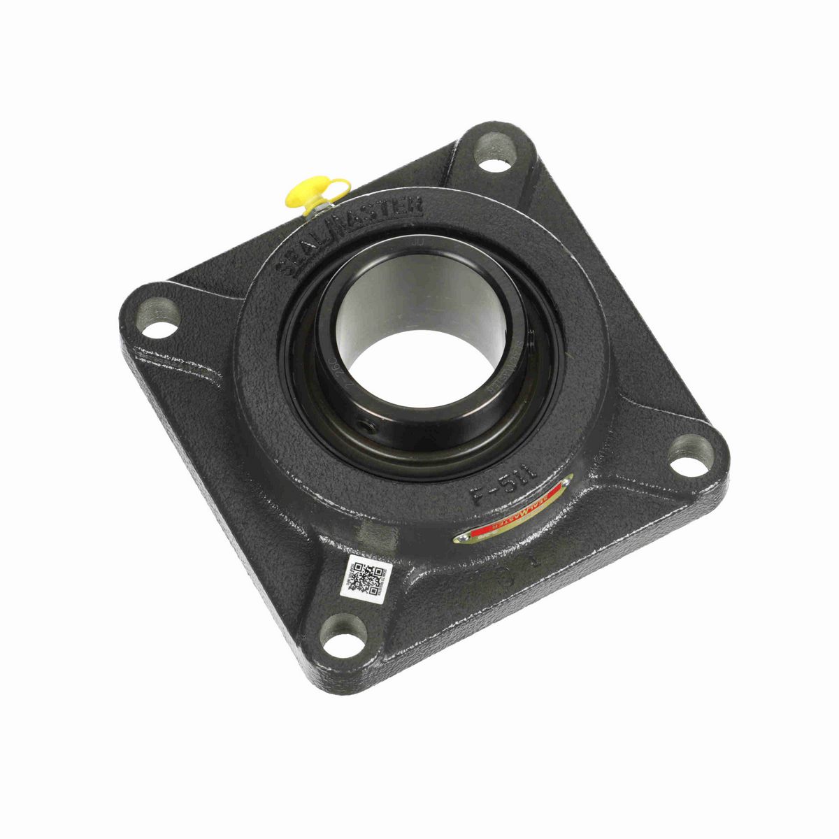 Sealmaster Mounted Cast Iron Four Bolt Flange Ball Bearing - 52100 Bearing Steel, Black Oxided - Setscrew Lock - SF-38C