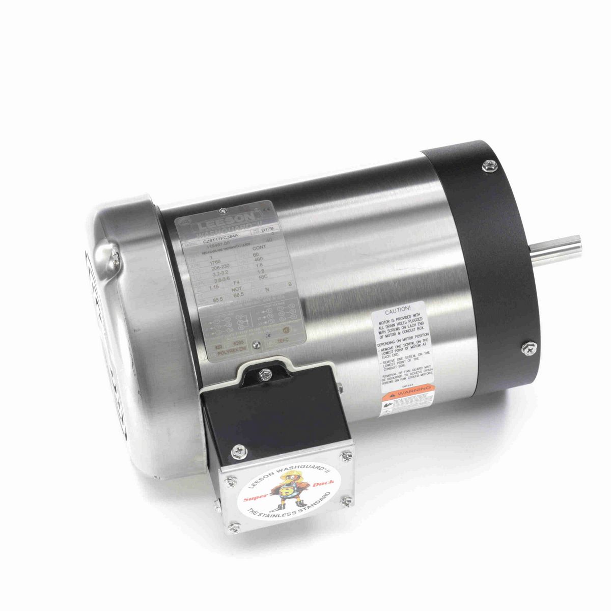 LEESON Washguard® ll General Purpose Motor, 1 HP, 3 Ph, 60 Hz, 230/460 V, 1800 RPM, 56C Frame, TEFC - 119487.00