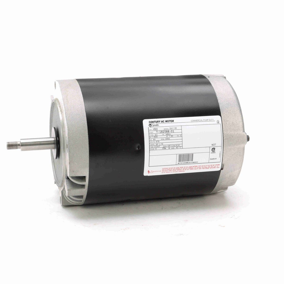Century General Purpose Pump Motor, 1.95 HP, 3 Ph, 60 Hz, 575 V, 3600 RPM, M56J Frame, DP - H593