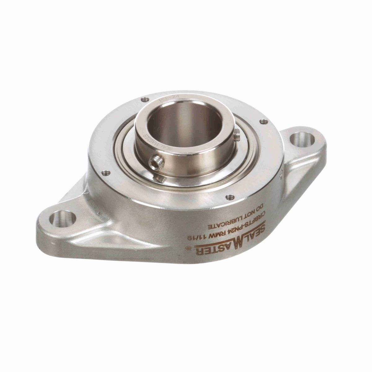 Sealmaster Mounted Stainless Steel Two Bolt Flange Ball Bearing - 52100 Bearing Steel, Phosphorus Nickel Coated - Setscrew Lock - Corrosion Resistant - Reduced Maintenance - Lubed for Life - CRBFTS-PN24 RMW