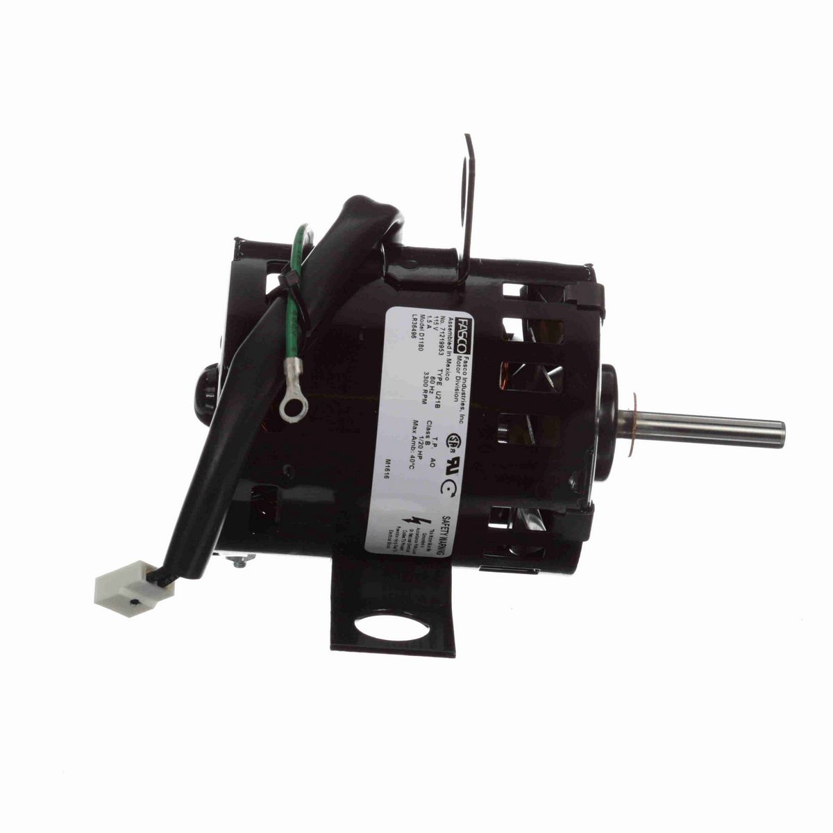 FASCO OEM Replacement Motor, 1/20 HP, 1 Ph, 60 Hz, 115 V, 3300 RPM, 1 Speed, 3.3" Diameter, OAO - D1180