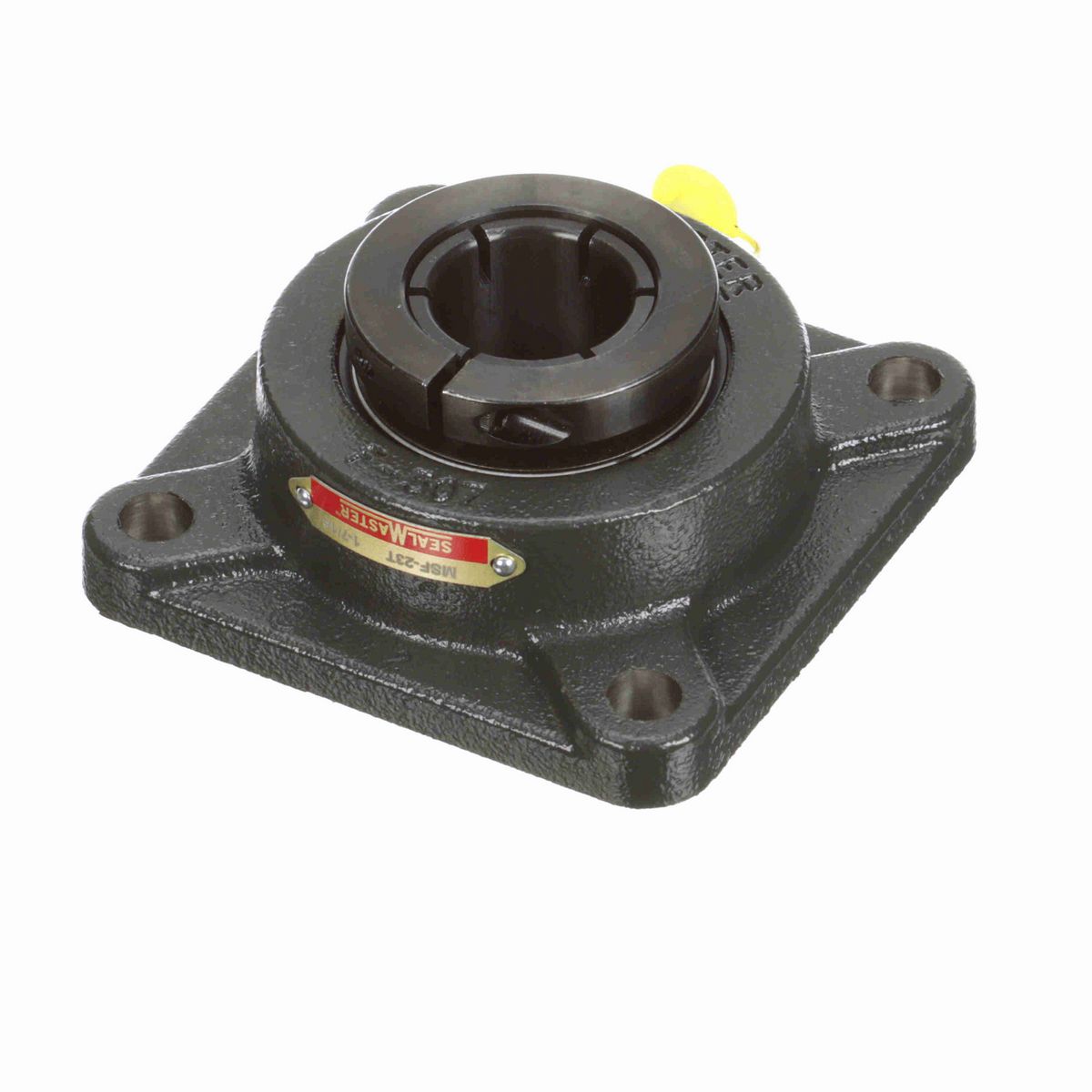 Sealmaster Mounted Cast Iron Four Bolt Flange Ball Bearing - 52100 Bearing Steel, Black Oxided - Concentric Lock - MSF-23T