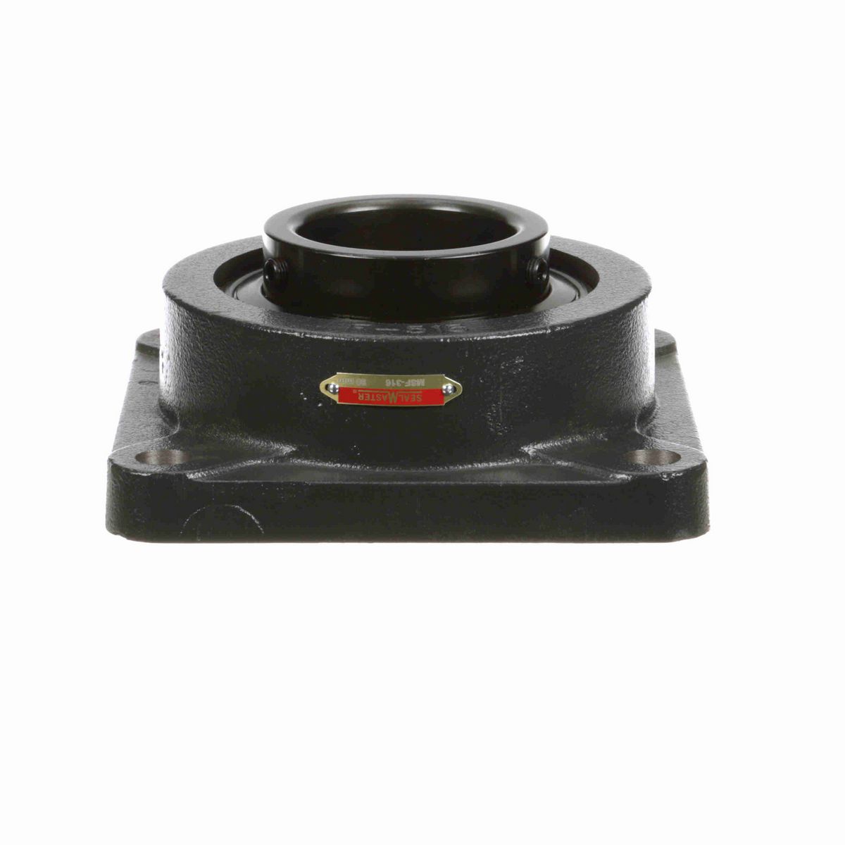 Sealmaster Mounted Cast Iron Four Bolt Flange Ball Bearing - 52100 Bearing Steel, Black Oxided - Setscrew Lock - MSF-316
