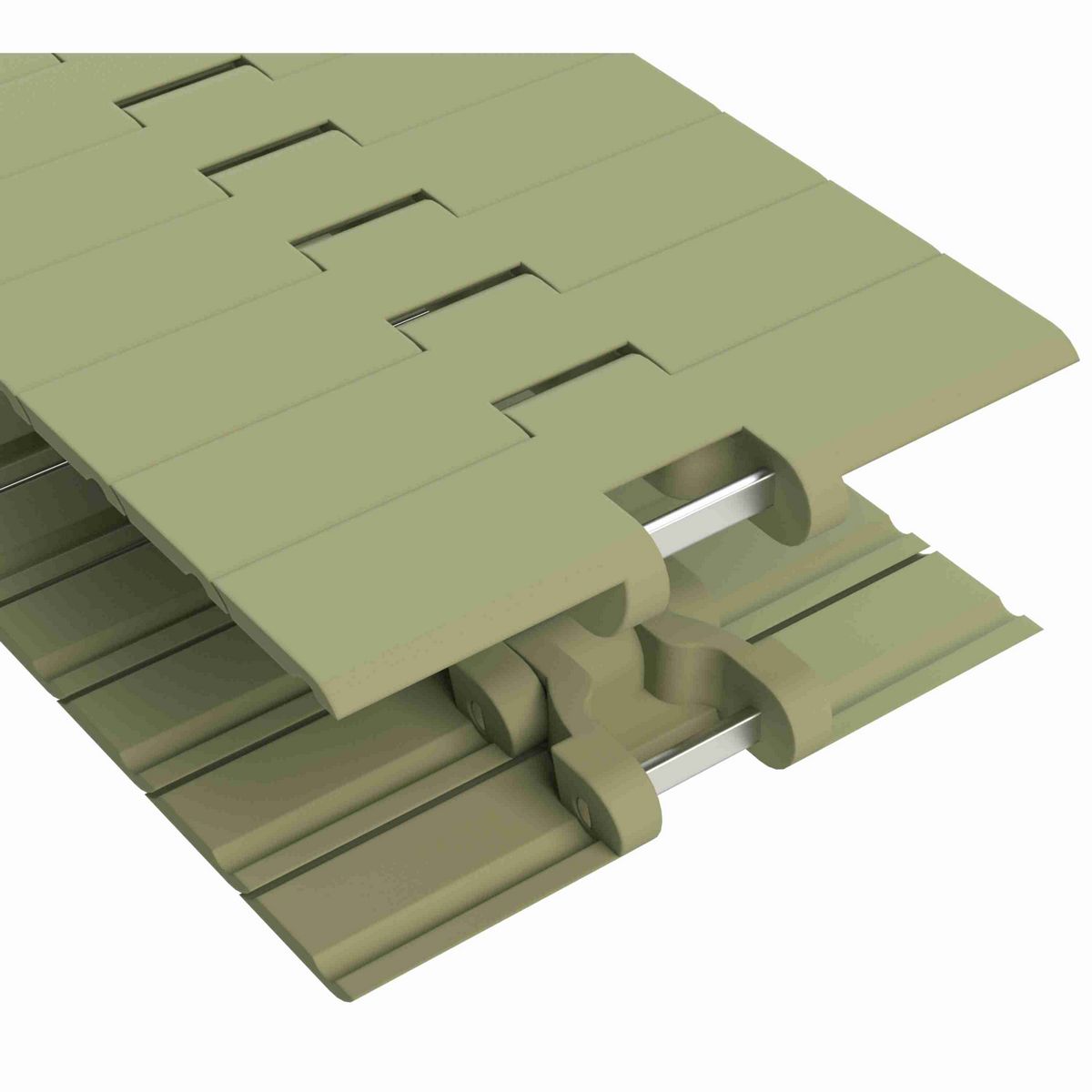 Rexnord 882B Side-flexing Solid Top, Material: Green Abrasion Resistant Polyamide, Width: 7.5in, Pitch: 1.5in - 81431932