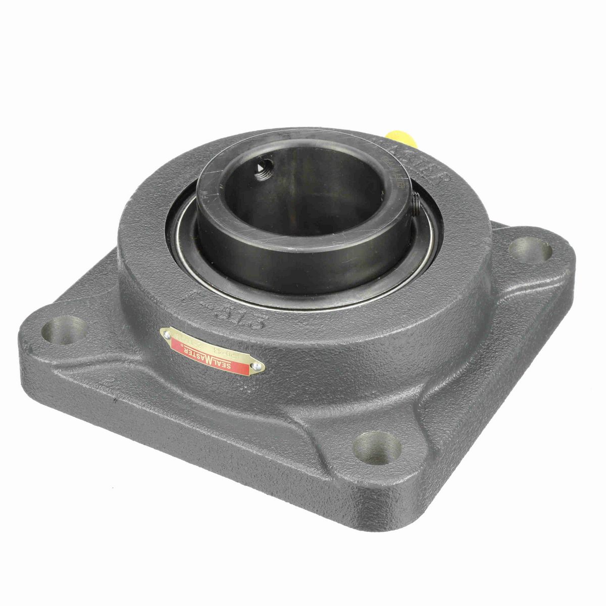Sealmaster Mounted Cast Iron Four Bolt Flange Ball Bearing - 52100 Bearing Steel, Black Oxided - Setscrew Lock - MSF-43