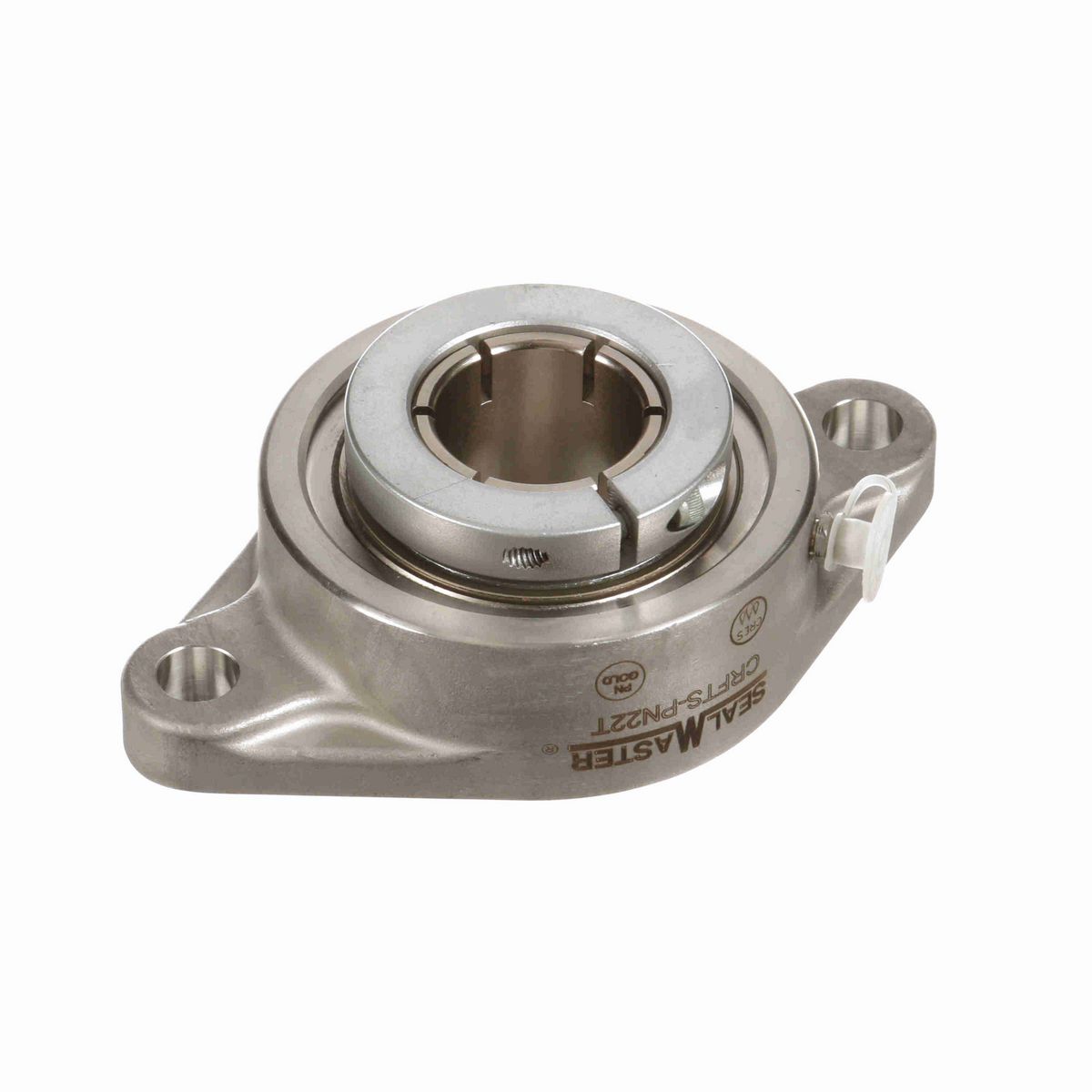 Sealmaster Mounted Stainless Steel Two Bolt Flange Ball Bearing - 52100 Bearing Steel, Phosphorus Nickel Coated - Concentric Lock - Corrosion Resistant - CRFTS-PN22T