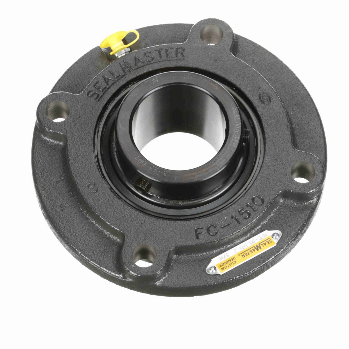 Sealmaster Mounted Cast Iron Flange Cartridge Ball Bearing - 52100 Bearing Steel, Black Oxided - Setscrew Lock - High Contamination - MFC-35 DRT
