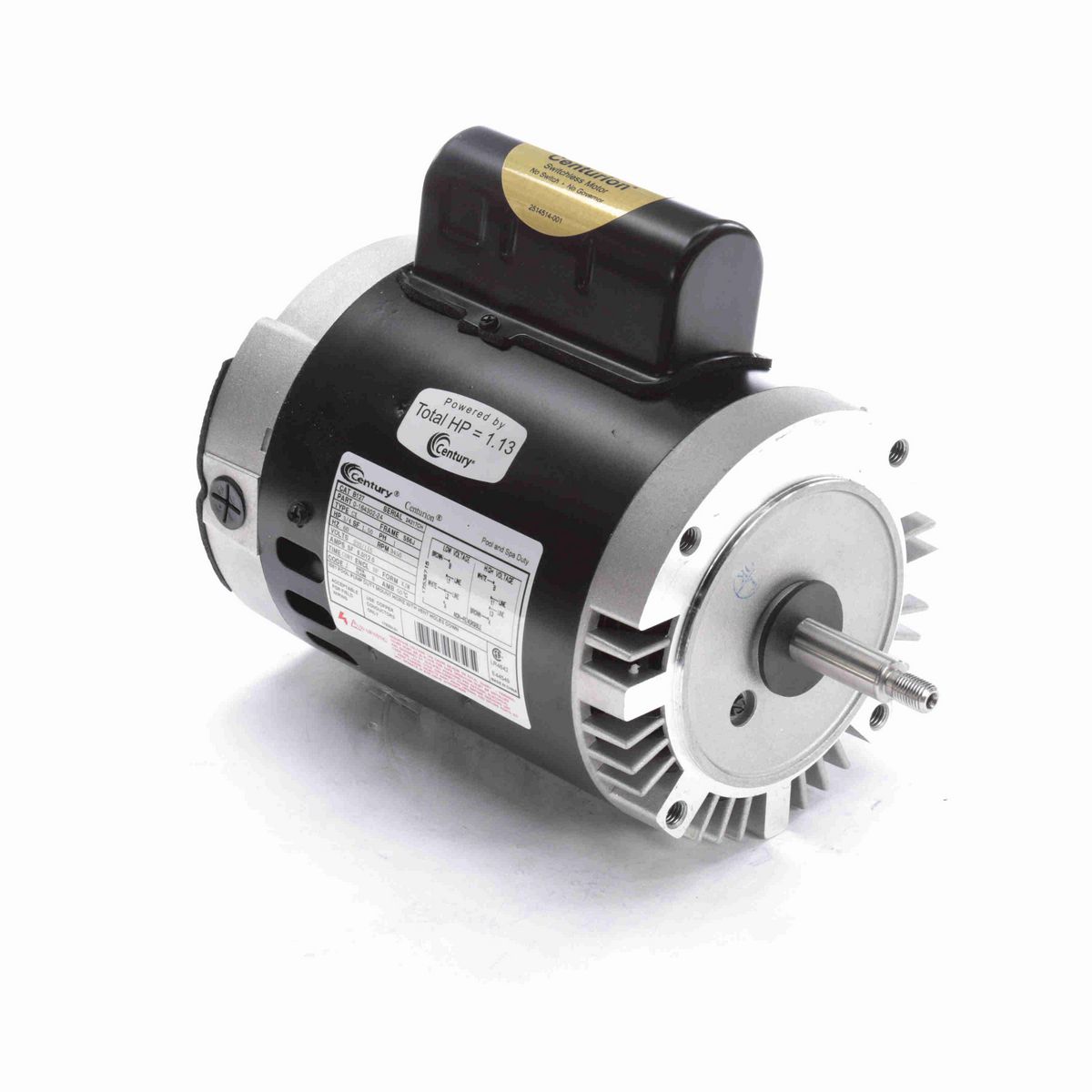 Century Pool Pump Motor, 3/4 HP, 1 Ph, 60 Hz, 230/115 V, 3600 RPM, S56J Frame, DP - B127