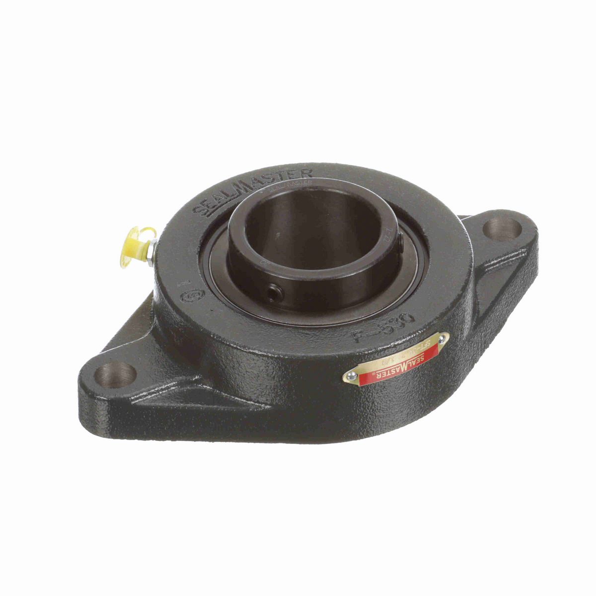 Sealmaster Mounted Cast Iron Two Bolt Flange Ball Bearing - 52100 Bearing Steel, Black Oxided - Setscrew Lock - SFT-34