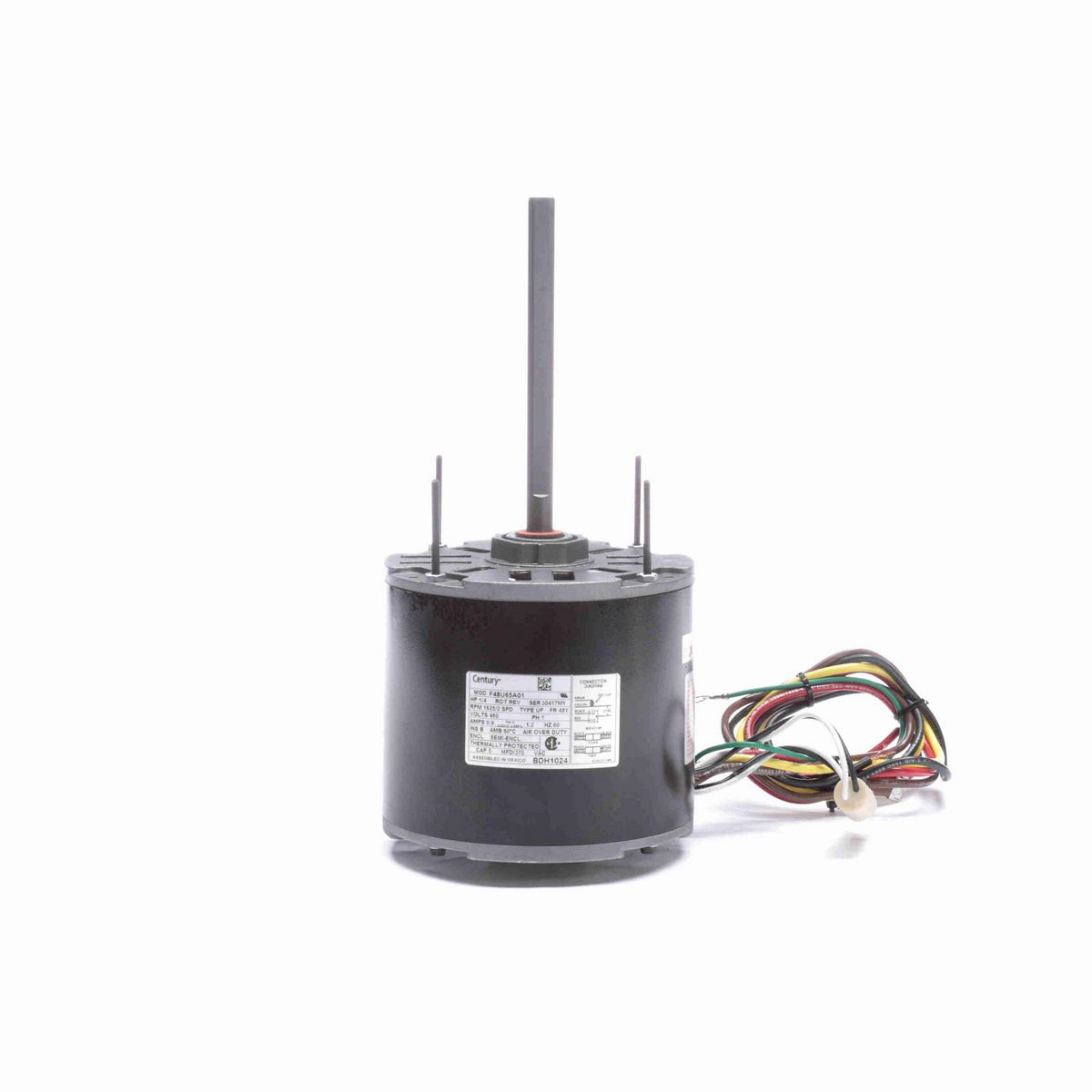 Century Fan and Blower Motor, 1/4 HP, 1 Ph, 60 Hz, 460 V, 1625 RPM, 2 Speed, 48 Frame, SEMI ENCL - BDH1024