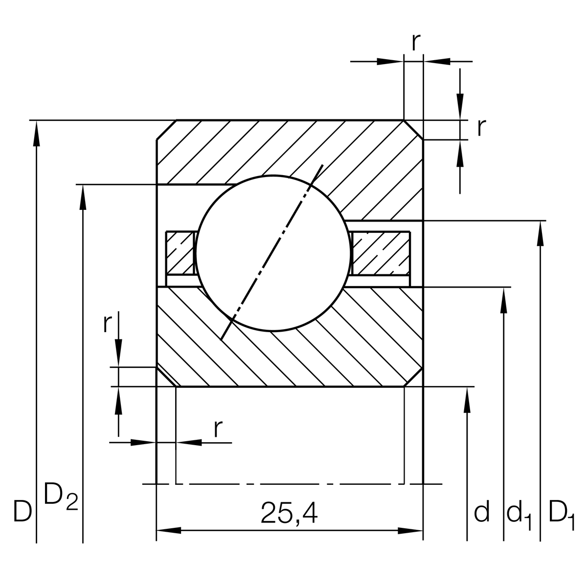 Радиально-упорный шарикоподшипник INA CSEG100