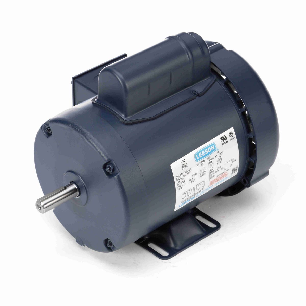 LEESON Special Voltage Motor, 0.50 HP, 1 Ph, 50 Hz, 110/220 V, 1500 RPM, 56 Frame, TEFC - 110064.00
