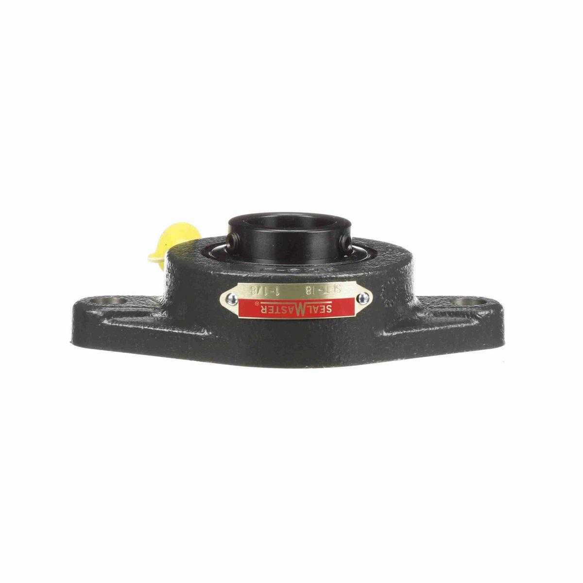 Sealmaster Mounted Cast Iron Two Bolt Flange Ball Bearing - 52100 Bearing Steel, Black Oxided - Setscrew Lock - SFT-18