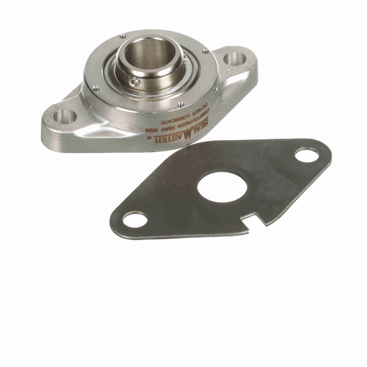 Sealmaster Mounted Stainless Steel Two Bolt Flange Ball Bearing - 52100 Bearing Steel, Phosphorus Nickel Coated - Setscrew Lock - Corrosion Resistant - Reduced Maintenance - Lubed for Life - CRBFTS-PN205 RMW