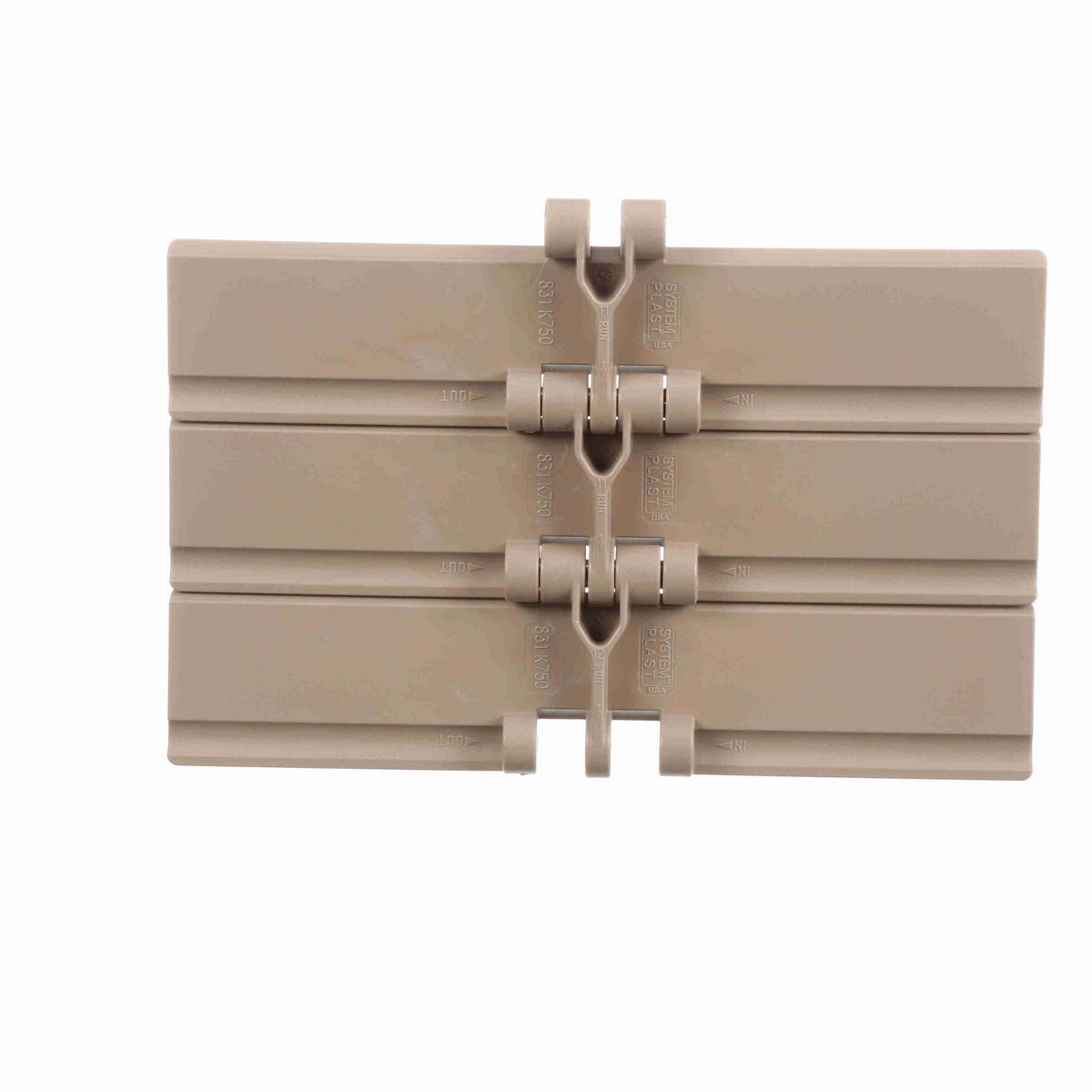 System Plast 831 Straight Running Solid Top, Material: Tan Low Friction, Width: 7.5in, Pitch: 1.5in - LF831-K750