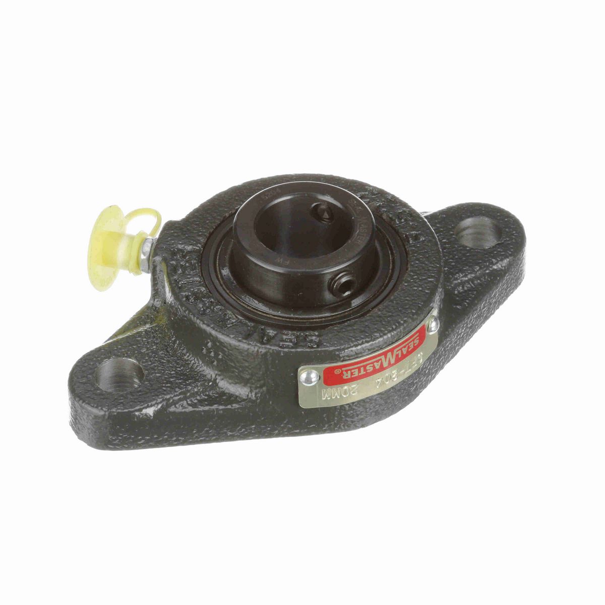 Sealmaster Mounted Cast Iron Two Bolt Flange Ball Bearing - 52100 Bearing Steel, Black Oxided - Setscrew Lock - SFT-204