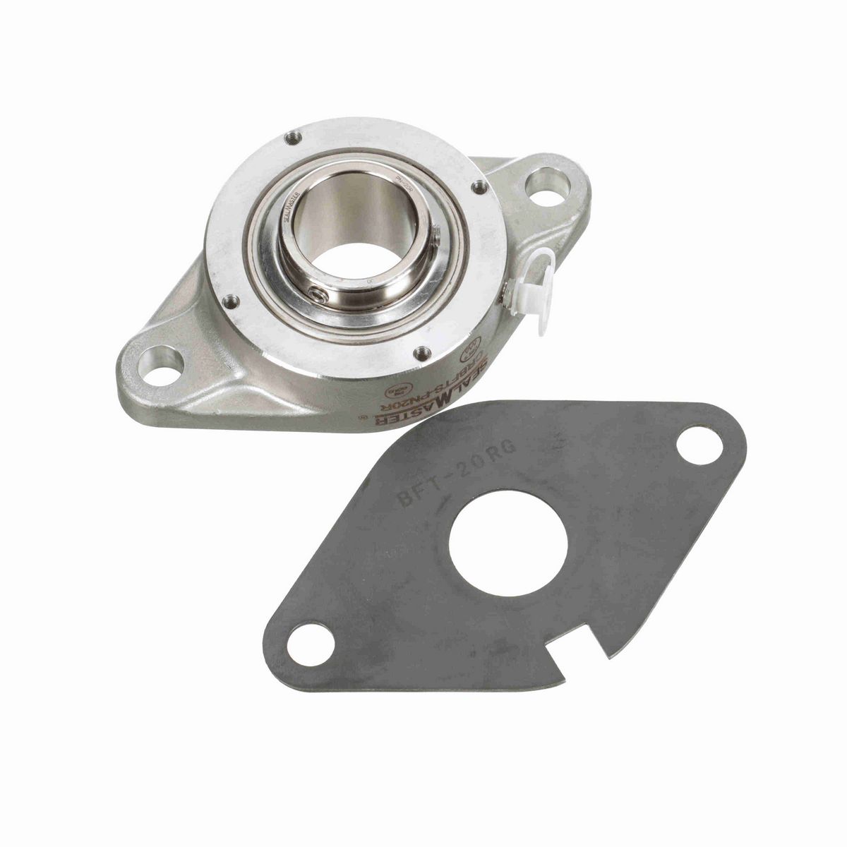 Sealmaster Mounted Stainless Steel Two Bolt Flange Ball Bearing - 52100 Bearing Steel, Phosphorus Nickel Coated - Setscrew Lock - Corrosion Resistant - CRBFTS-PN20R