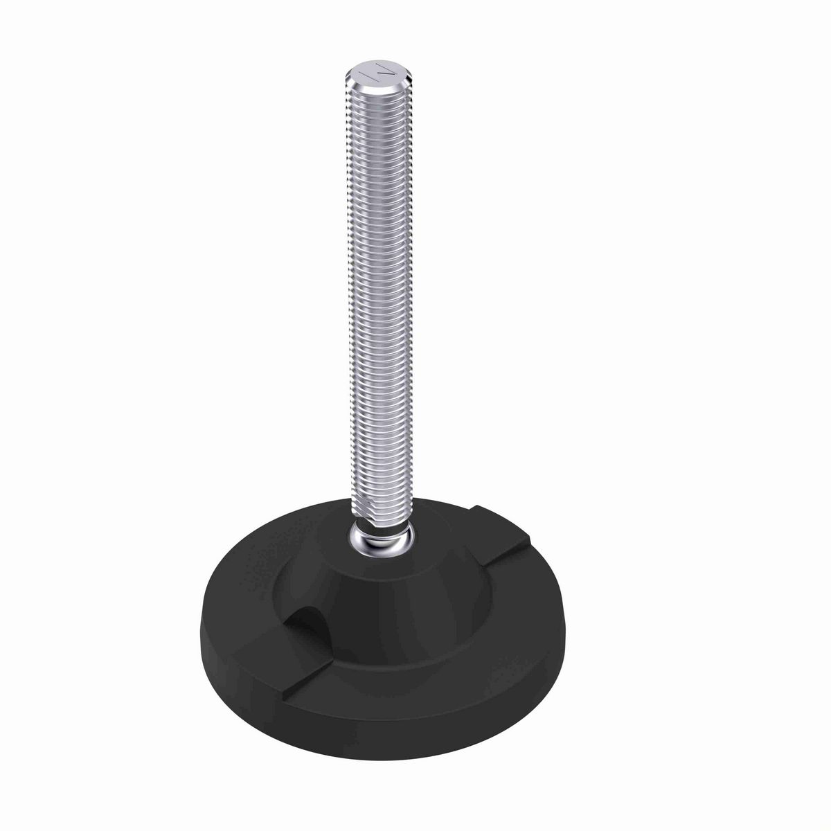 System Plast Articulating Plastic Leveler; Series: VG-513, Base Diameter: 4.84, Spindle Length: 8.55-in, Thread: M20 - VG-513H-01-SM20-L8