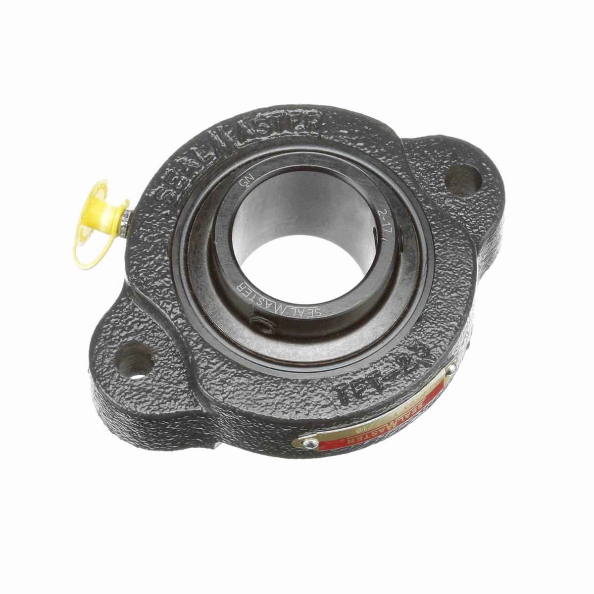 Sealmaster Mounted Cast Iron Two Bolt Flange Ball Bearing - 52100 Bearing Steel, Black Oxided - Setscrew Lock - TFT-23