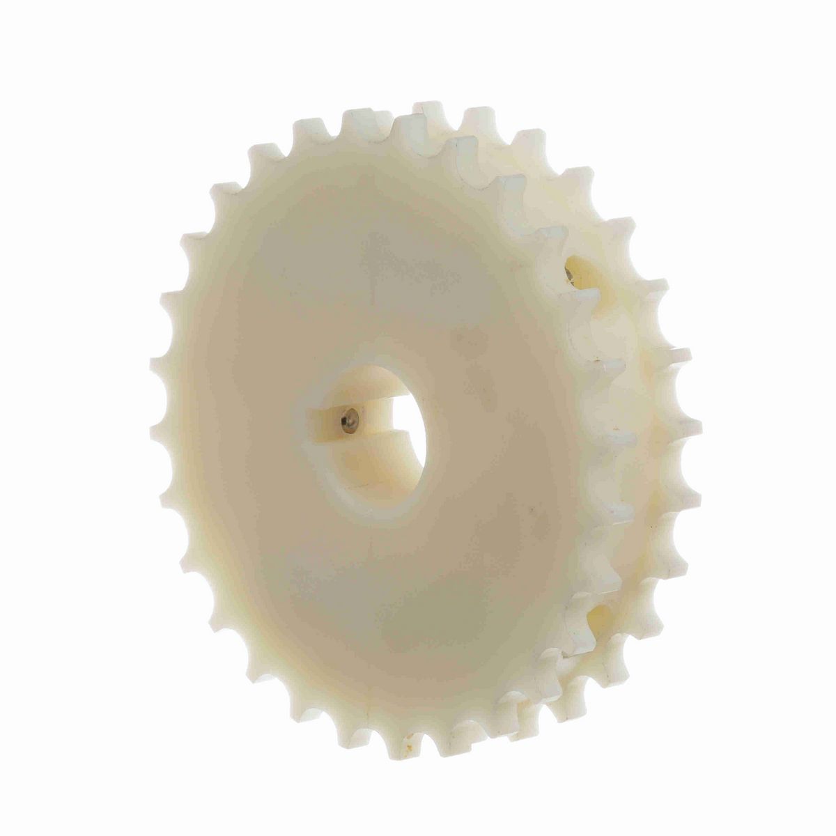 System Plast 2120 Series Split Machined Sprocket with 28 Teeth, a 1in Round Shaft-Ready Bore and Setscrew - 2120-28R1-DMS-SS