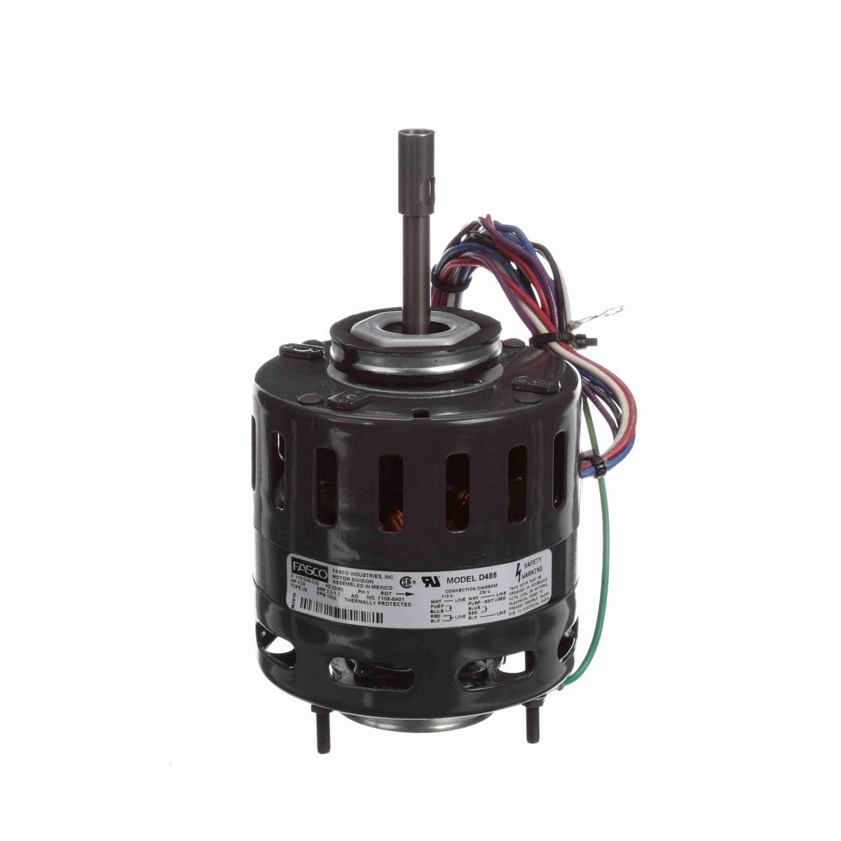 FASCO Refrigeration Motor, 1/20 HP, 1 Ph, 50/60 Hz, 115/208-230 V, 1550 RPM, 1 Speed, 4.4" Diameter, OAO - D485