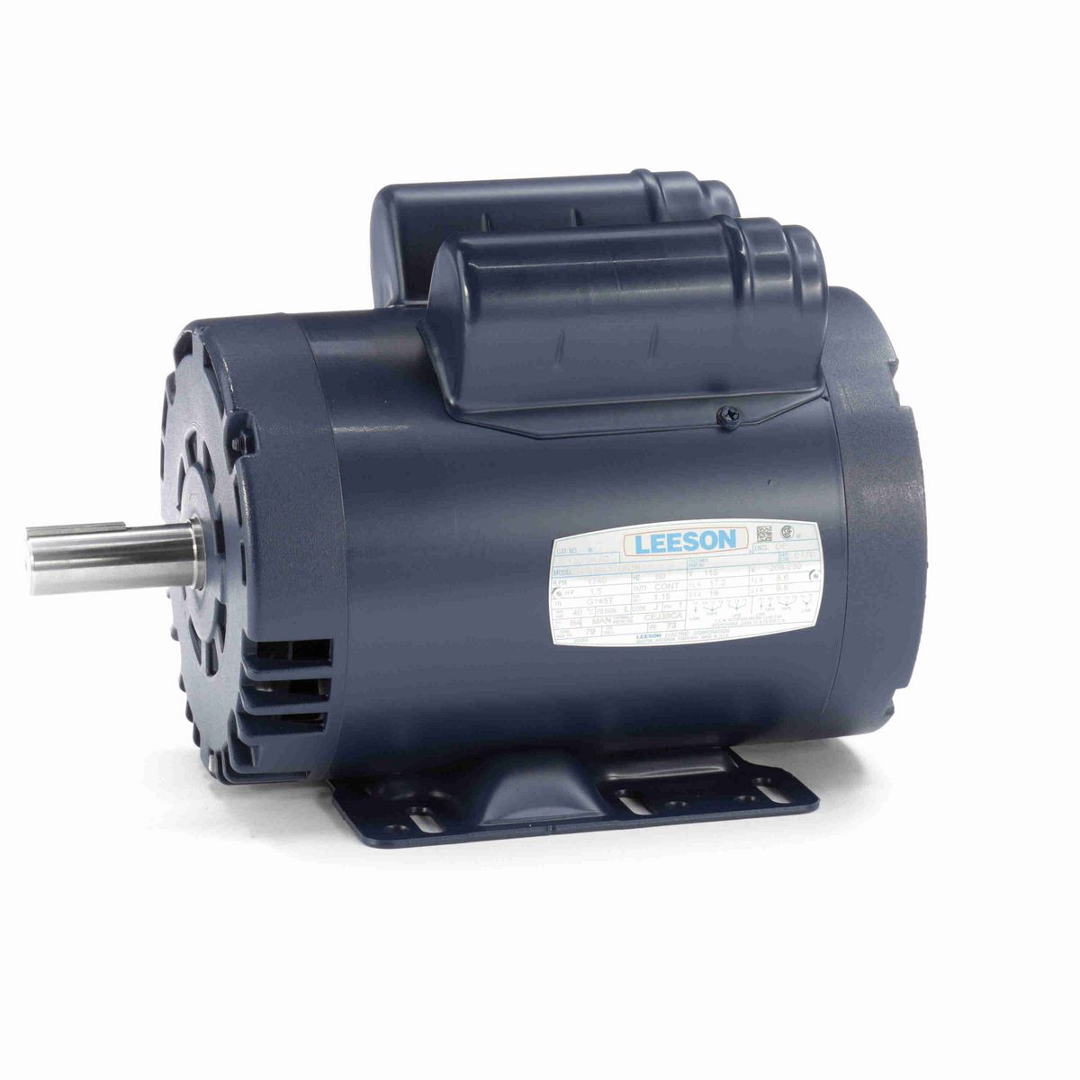 LEESON Air Compressor Motor, 1.50 HP, 1 Ph, 60 Hz, 115/230 V, 1800 RPM, 145T Frame, DP - 120004.00