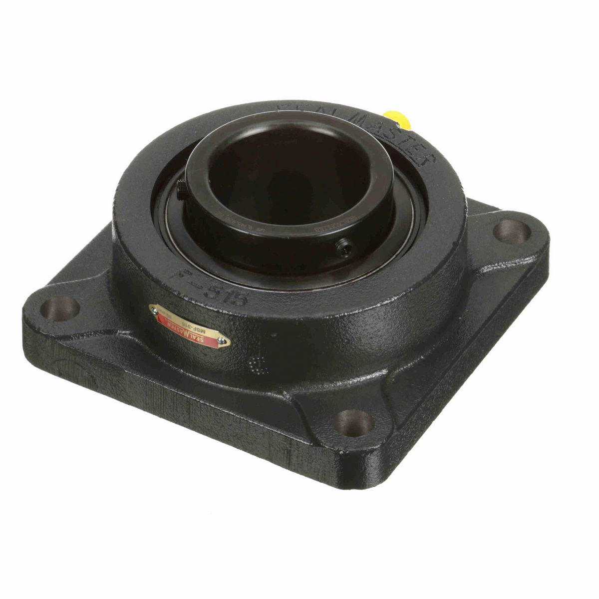 Sealmaster Mounted Cast Iron Four Bolt Flange Ball Bearing - 52100 Bearing Steel, Black Oxided - Setscrew Lock - MSF-316