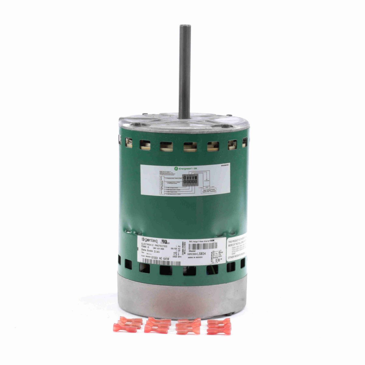 Genteq EVERGREEN® CM Fan and Blower Motor, 1 HP, 1 Ph, 60/50 Hz, 460 V, 1075 RPM, 1 Speed, 48 Frame, OPAO - 6410