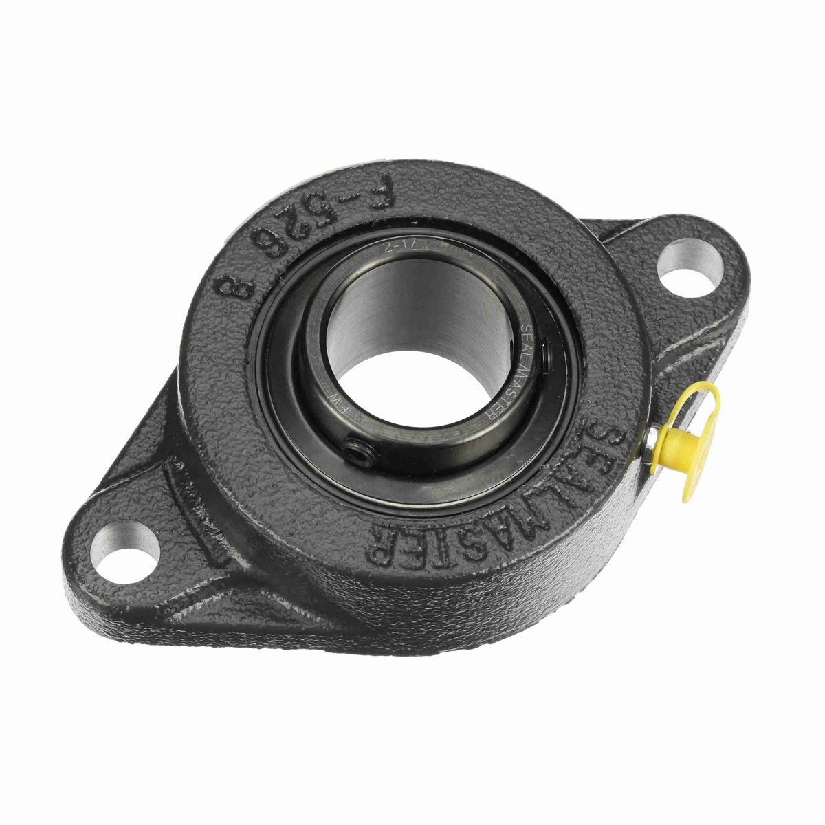 Sealmaster Mounted Cast Iron Two Bolt Flange Ball Bearing - 52100 Bearing Steel, Black Oxided - Setscrew Lock - SFT-23
