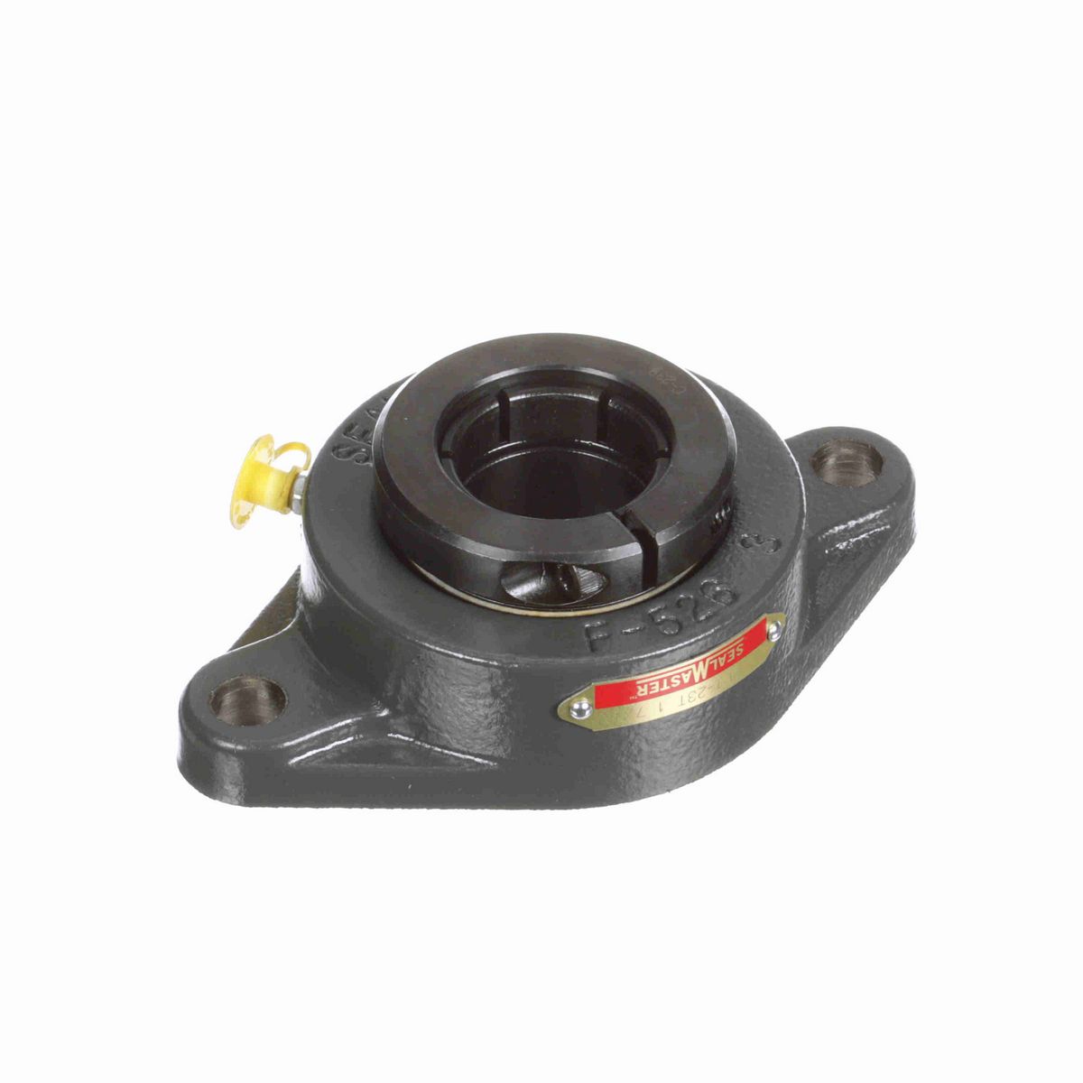 Sealmaster Mounted Cast Iron Two Bolt Flange Ball Bearing - 52100 Bearing Steel, Black Oxided - Concentric Lock - SFT-23T