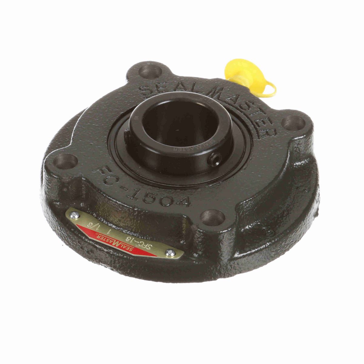 Sealmaster Mounted Cast Iron Flange Cartridge Ball Bearing - 52100 Bearing Steel, Black Oxided - Setscrew Lock - SFC-18