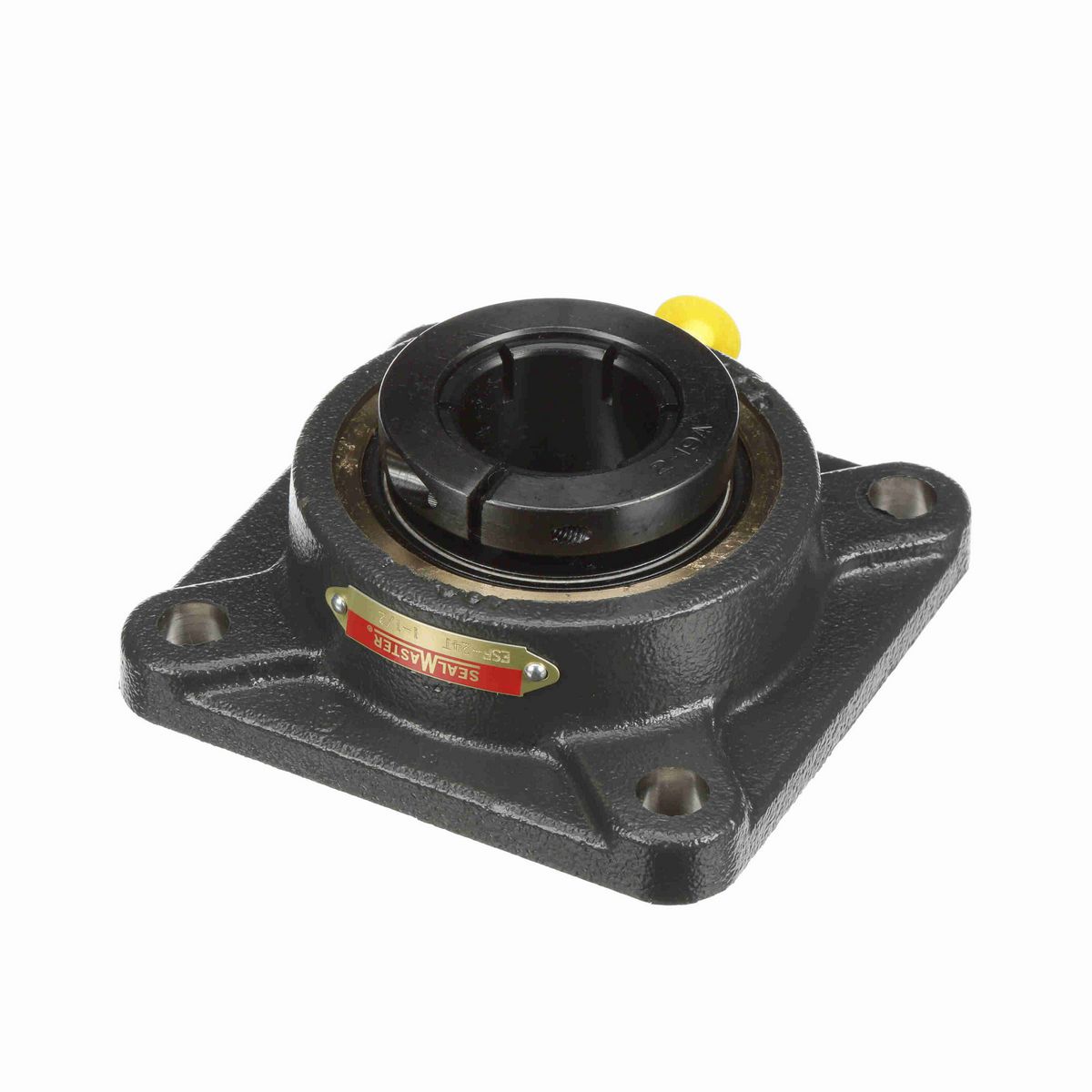 Sealmaster Mounted Cast Iron Four Bolt Flange Ball Bearing - 52100 Bearing Steel, Black Oxided - Concentric Lock - ESF-24T