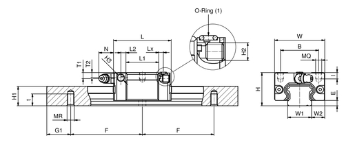 Направляющая система SNR LGBXS35BS2SSC00590NZ0-1-0-20.0N