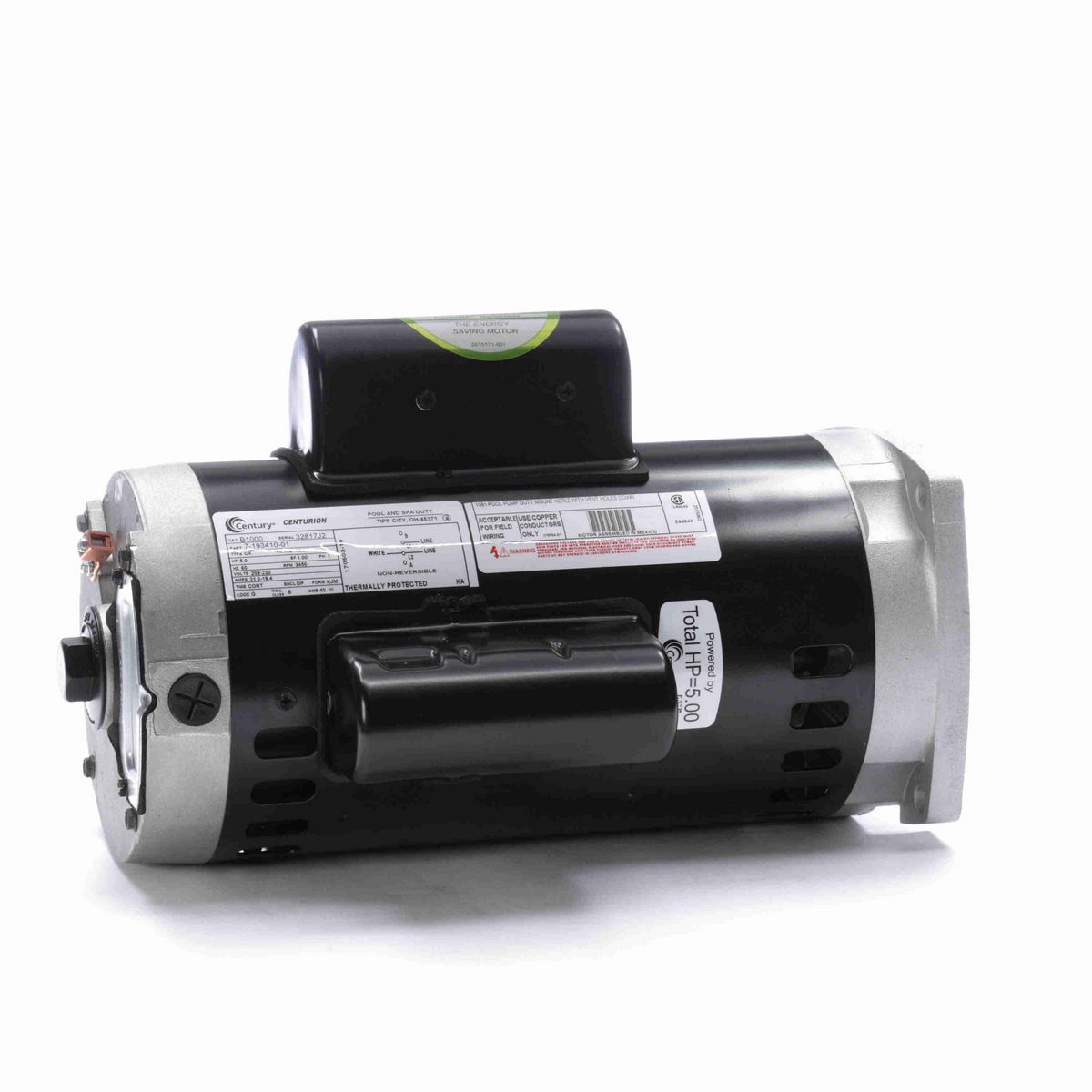 Century Pool Pump Motor, 5.0 HP, 1 Ph, 60 Hz, 208-230 V, 3600 RPM, Y56Y Frame, DP - B1000
