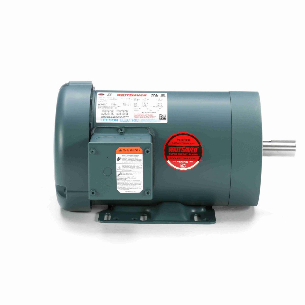 LEESON General Purpose Motor, 2 & 2 HP, 3 Ph, 60 & 50 Hz, 230/460 & 190/380 V, 3600 & 3000 RPM, 145TC Frame, TEFC - 121673.00