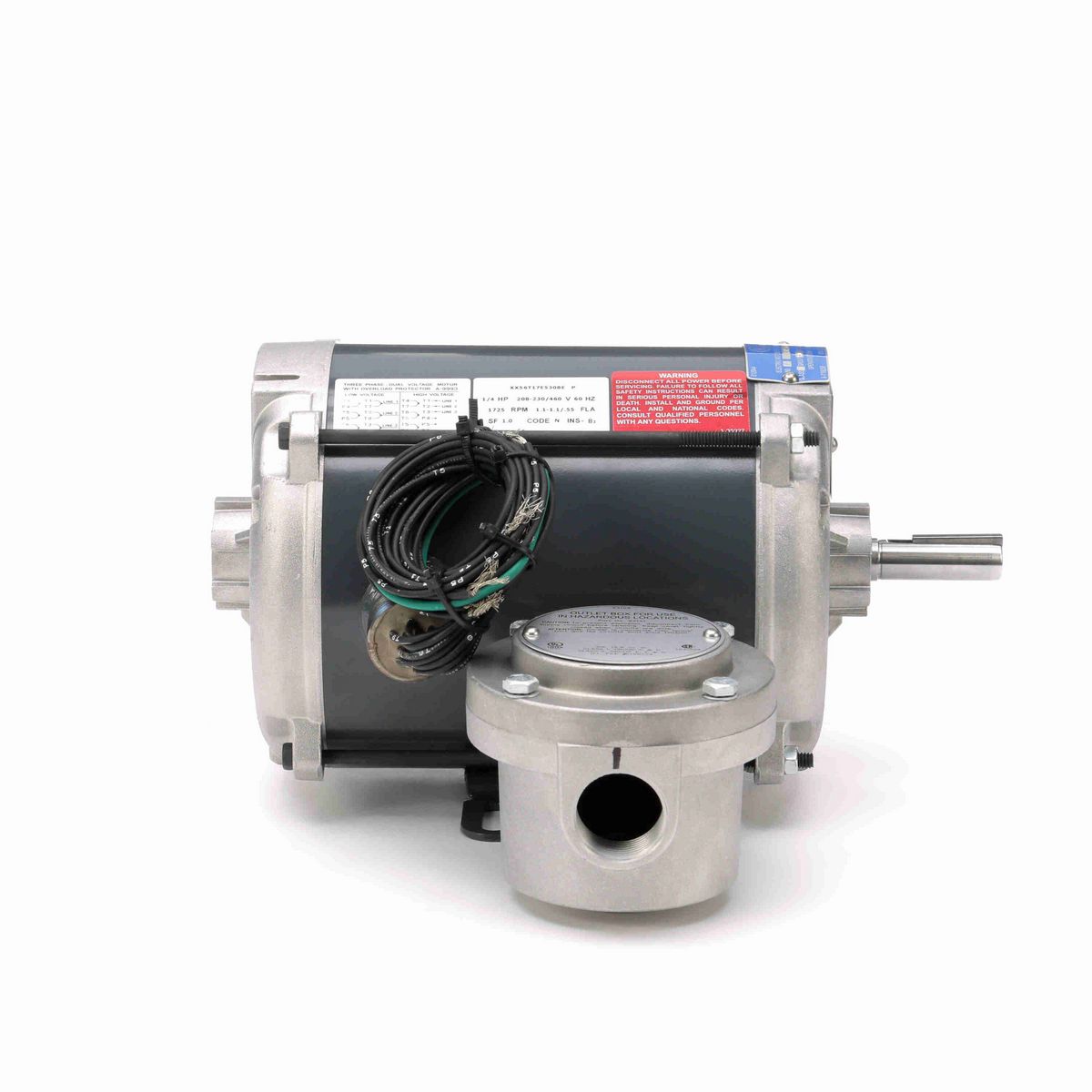 LEESON Explosion Proof Motor, 0.25 HP, 3 Ph, 60 Hz, 230/460 V, 1800 RPM, 56 Frame, EPNV - G646