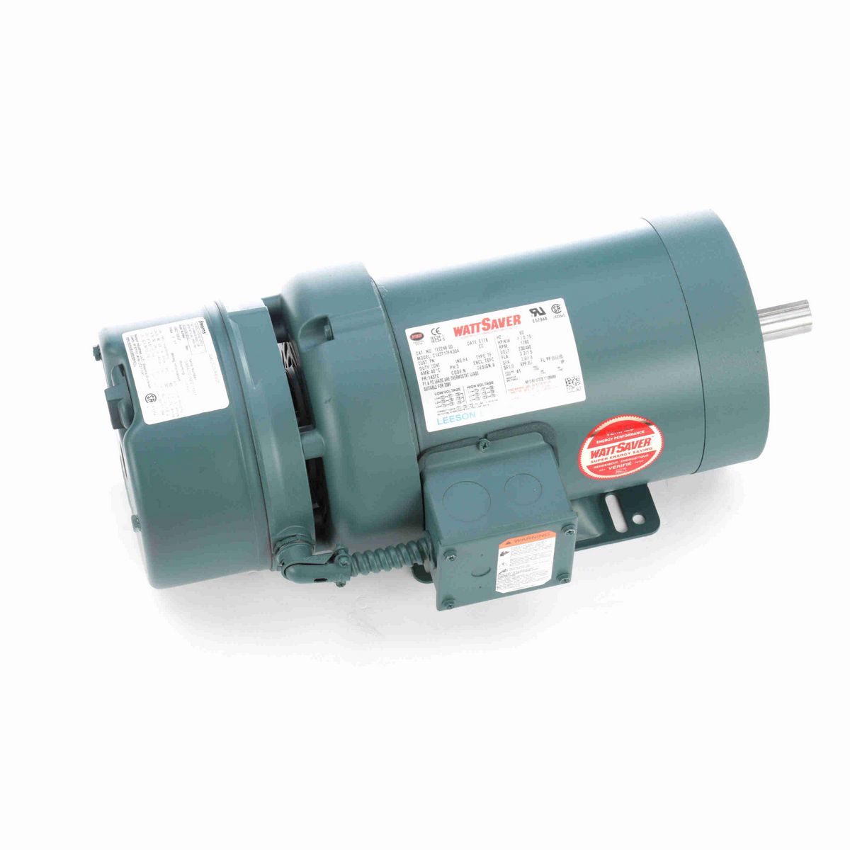 LEESON Brake Motor, 1 HP, 3 Ph, 60 Hz, 230/460 V, 1800 RPM, 143TC Frame, TEFC - 122248.00