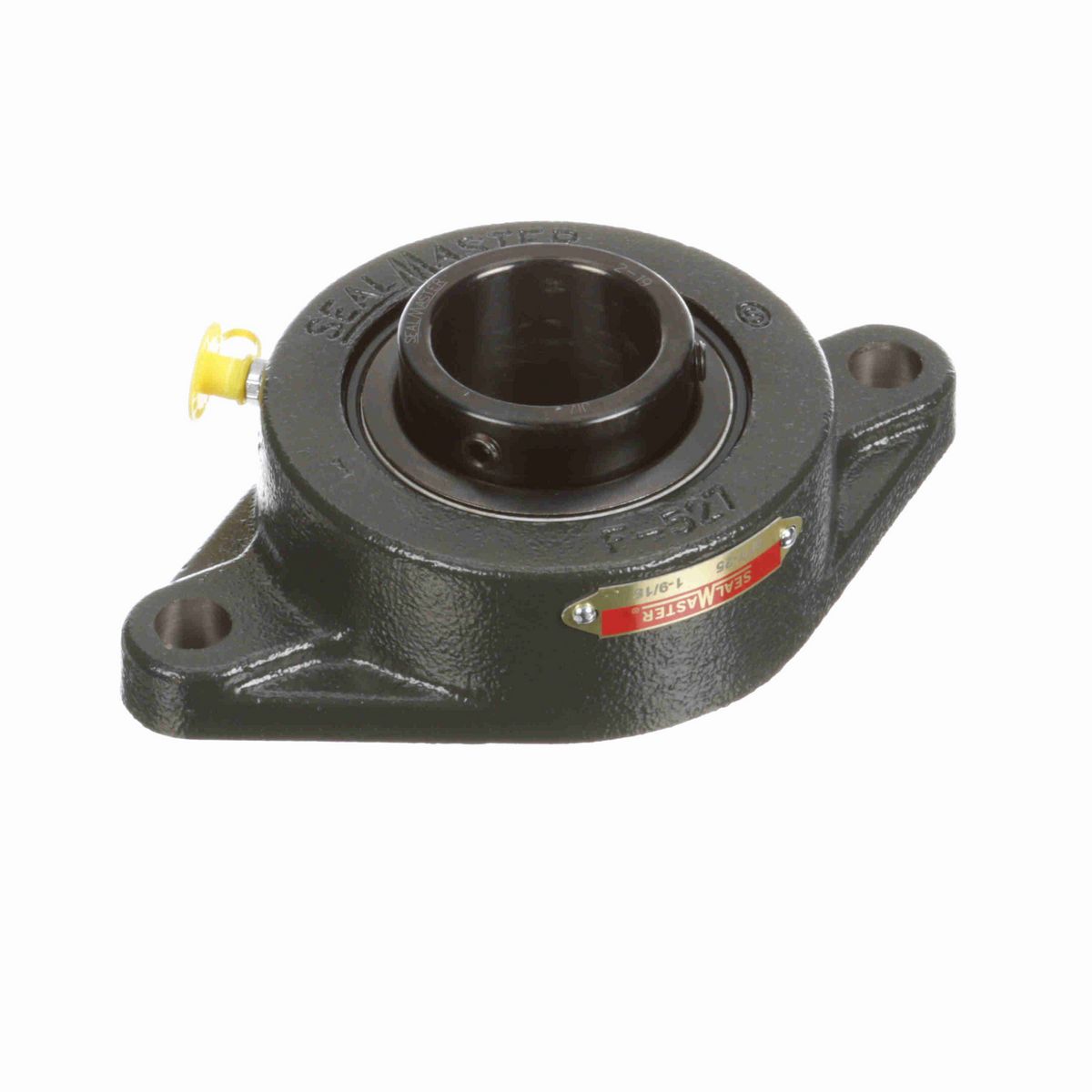 Sealmaster Mounted Cast Iron Two Bolt Flange Ball Bearing - 52100 Bearing Steel, Black Oxided - Setscrew Lock - SFT-25