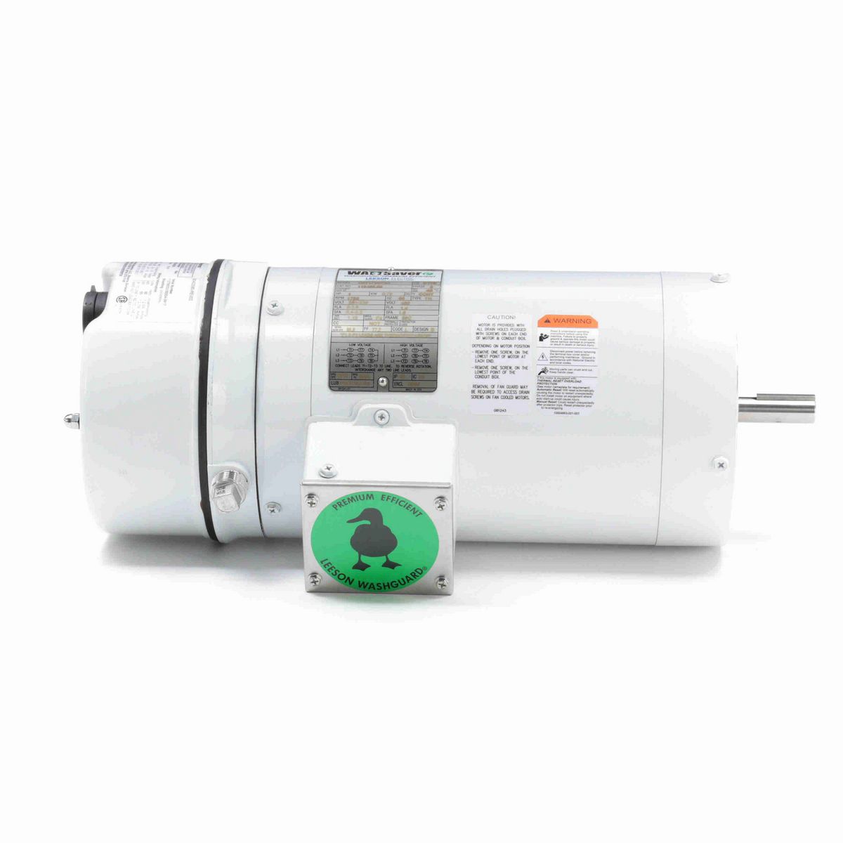LEESON White Duck™ Brake Motor, 1 HP, 3 Ph, 60 Hz, 230/460 V, 1800 RPM, 56C Frame, TENV - 119485.00