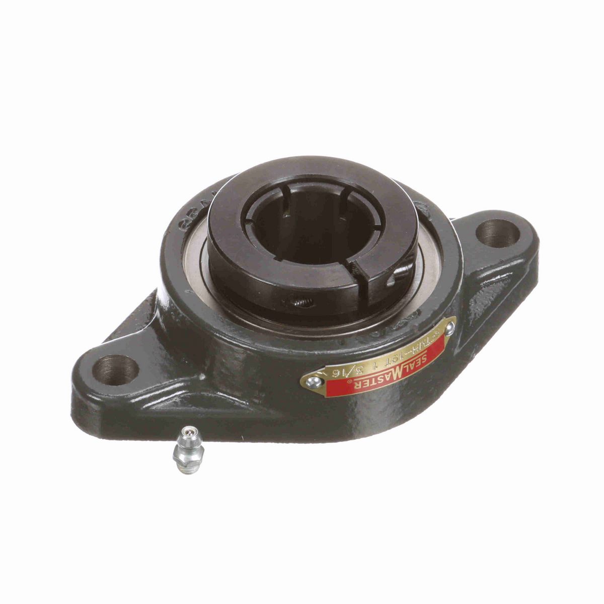 Sealmaster Mounted Cast Iron Two Bolt Flange Ball Bearing - 52100 Bearing Steel, Black Oxided - Concentric Lock - SFTMH-19T