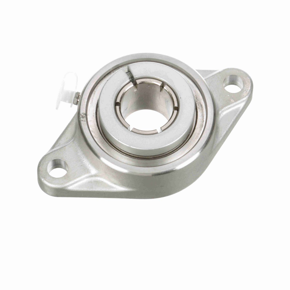 Sealmaster Mounted Stainless Steel Two Bolt Flange Ball Bearing - 52100 Bearing Steel, Phosphorus Nickel Coated - Concentric Lock - Corrosion Resistant - CRFTS-PN206T
