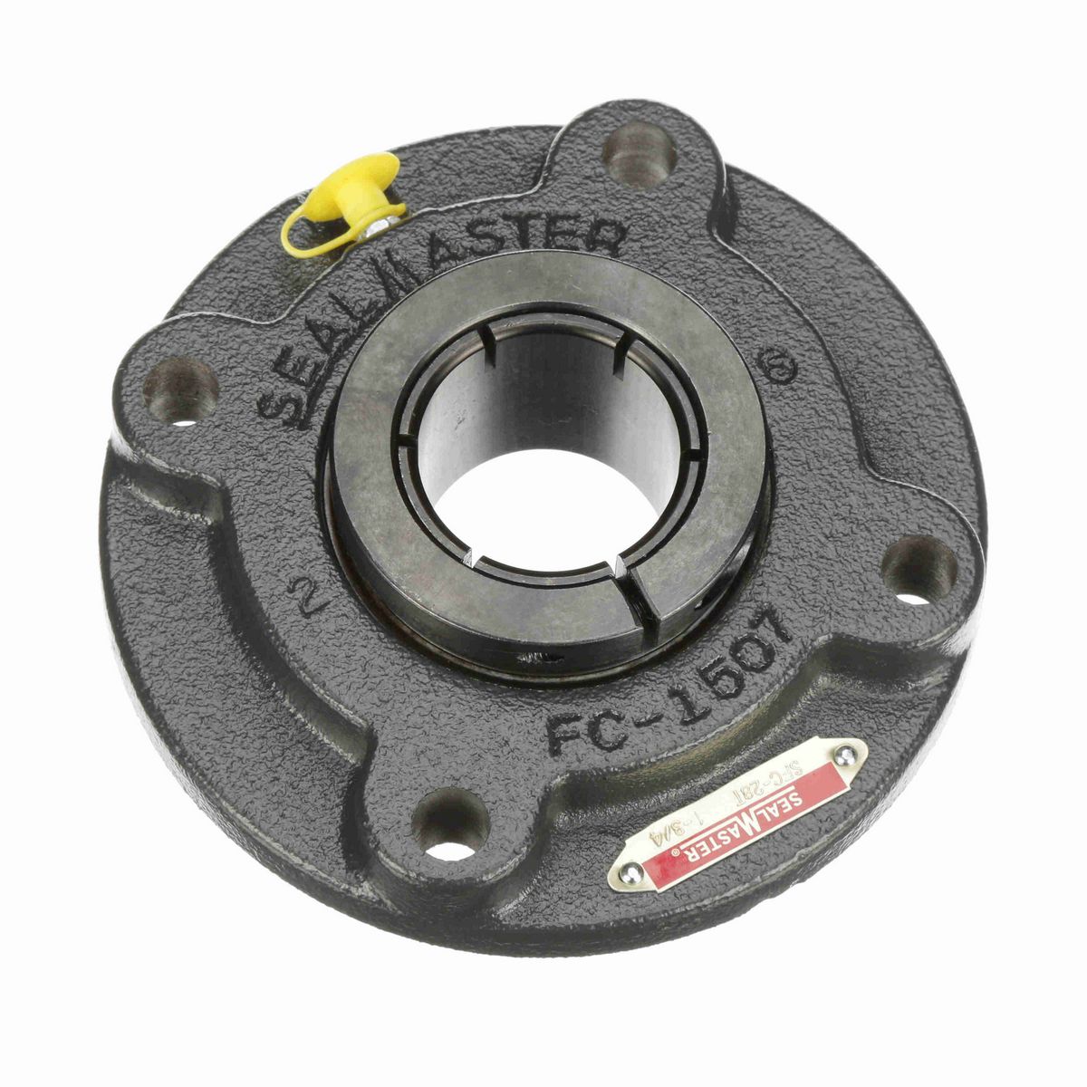 Sealmaster Mounted Cast Iron Flange Cartridge Ball Bearing - 52100 Bearing Steel, Black Oxided - Concentric Lock - SFC-28T