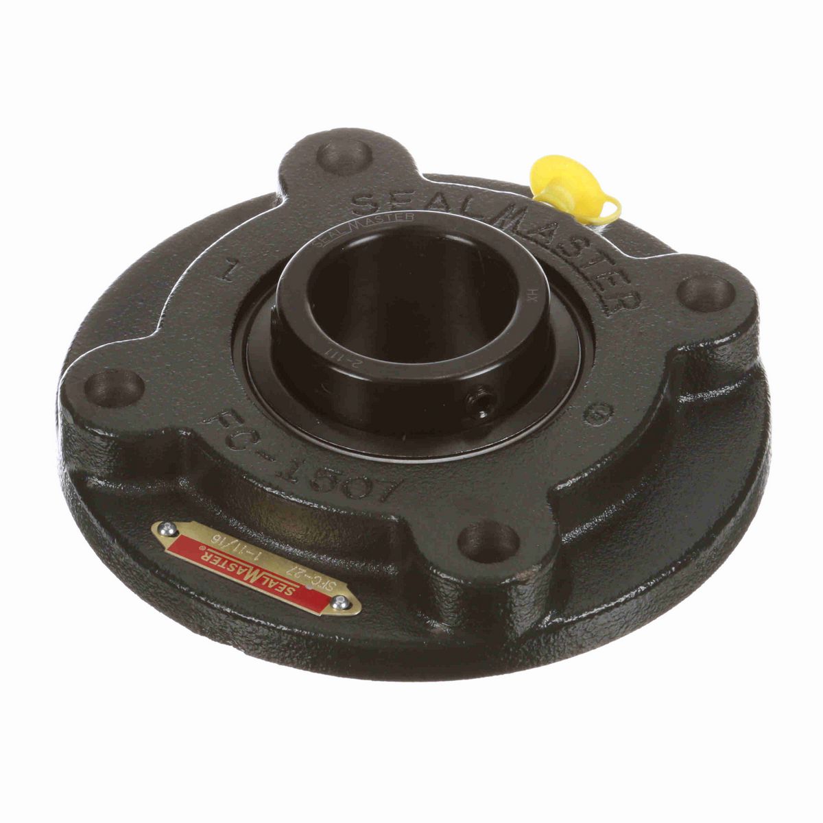 Sealmaster Mounted Cast Iron Flange Cartridge Ball Bearing - 52100 Bearing Steel, Black Oxided - Setscrew Lock - SFC-27