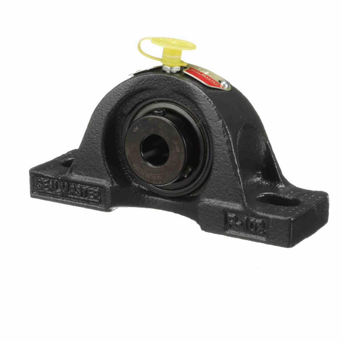 Sealmaster Mounted Cast Iron Two Bolt Pillow Block Ball Bearing - 52100 Bearing Steel, Black Oxided - Setscrew Lock - NP-8