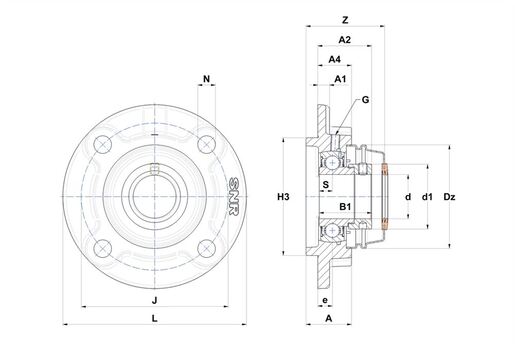 Фланцевый подшипниковый узел SNR ESFC208T04COE