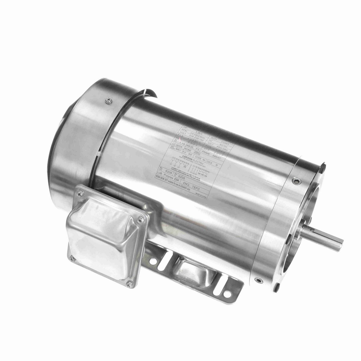 LEESON General Purpose Motor, 1.50 & 1 HP, 3 Ph, 60 & 50 Hz, 230/460 & 190/380 V, 3600 & 3000 RPM, 56HC Frame, TEFC - 191560.00